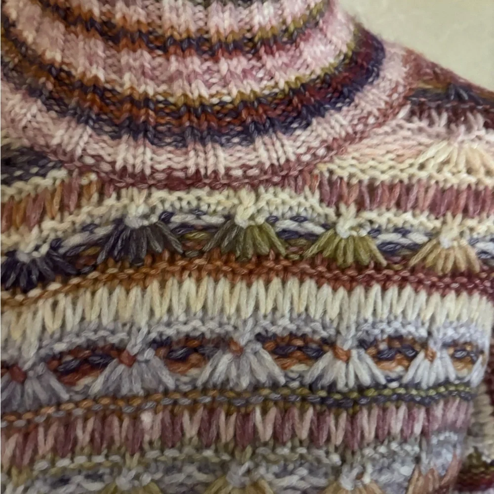 St John’s Bay Striped Mock Neck Womens Sweater in Multi Pink Sz Med